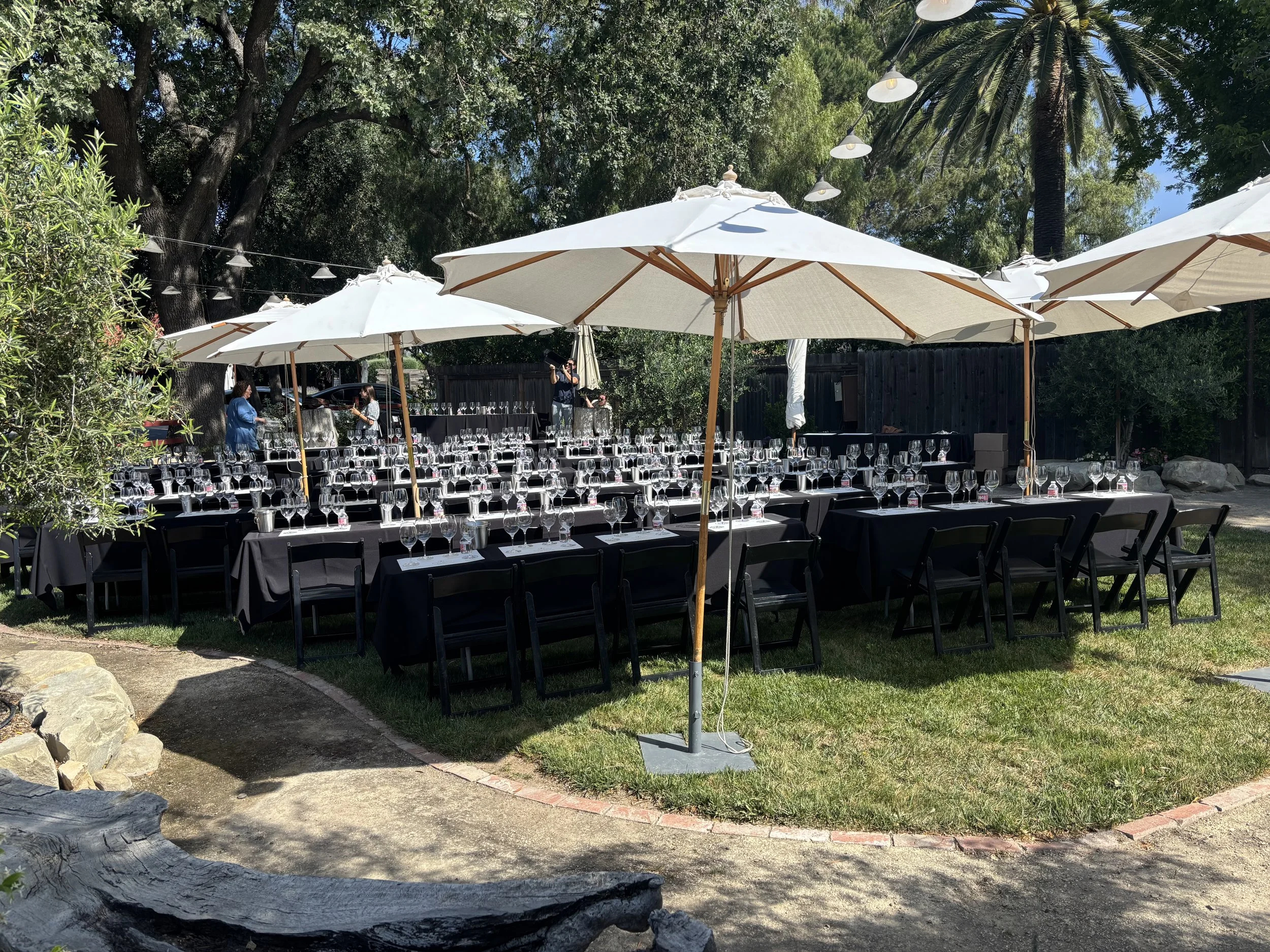 Outdoor wedding reception venue in downtown Los Olivos, California