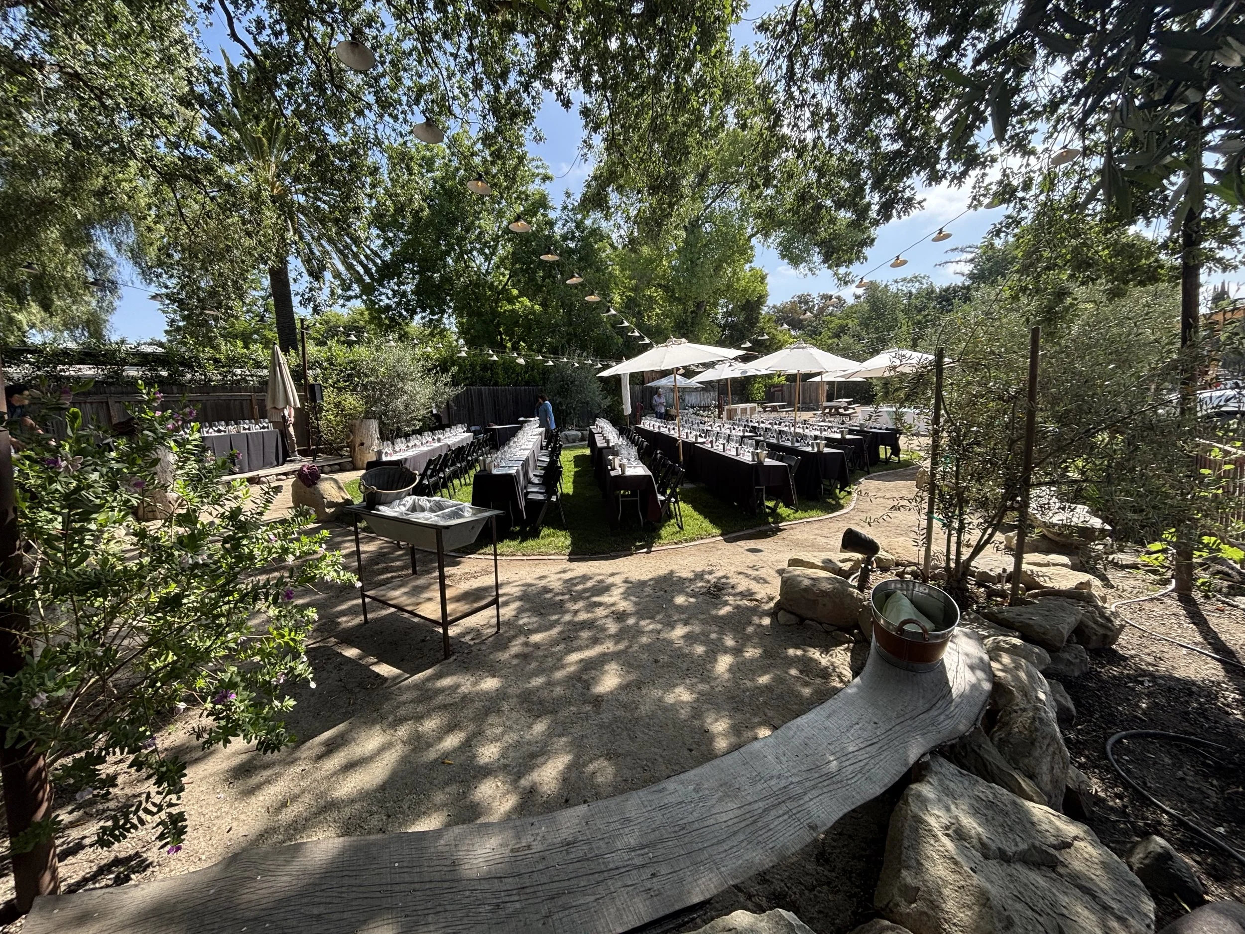 Intimate outdoor celebration space in downtown Los Olivos