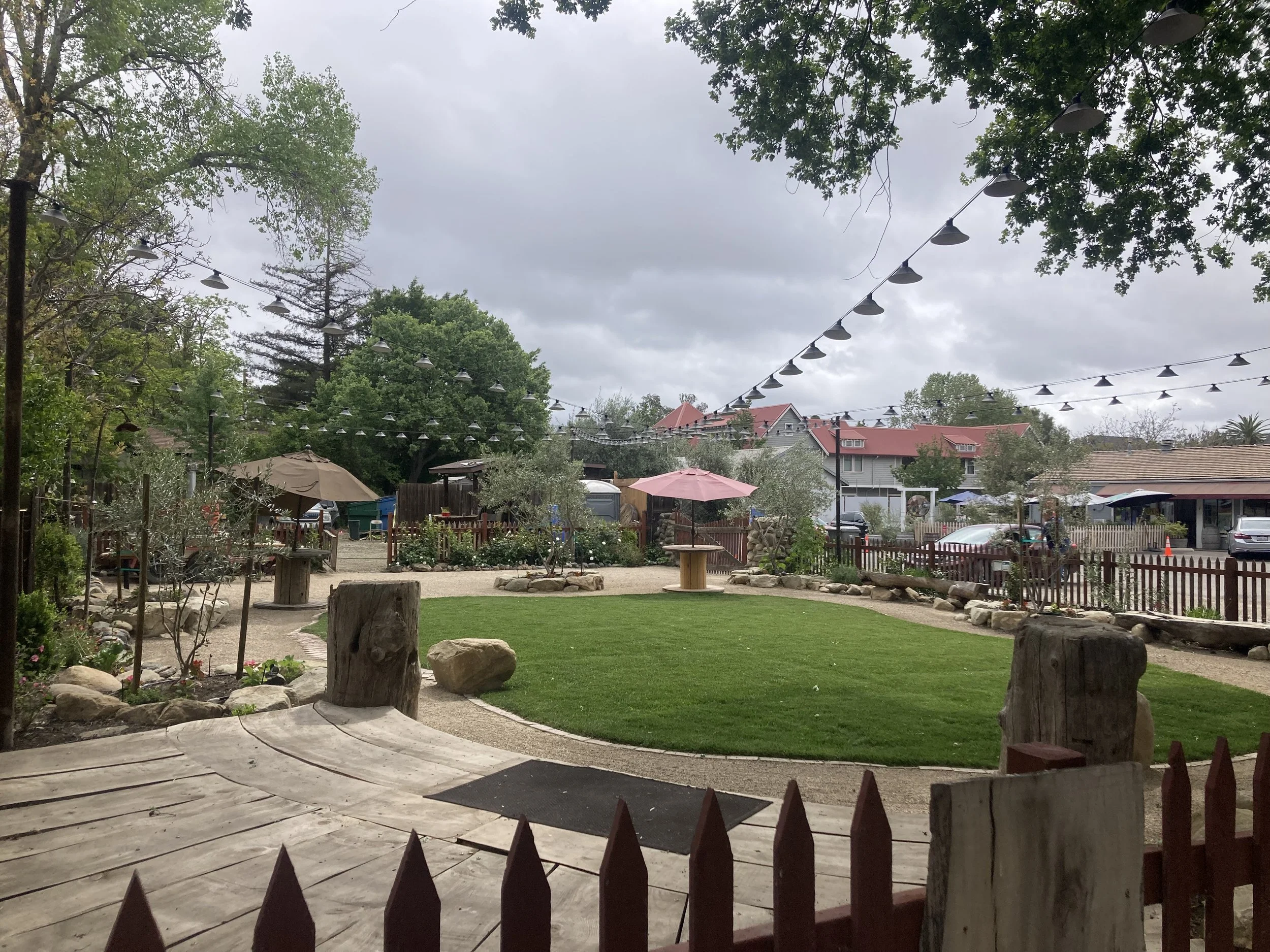 Outdoor event venue in downtown Los Olivos for weddings and celebrations