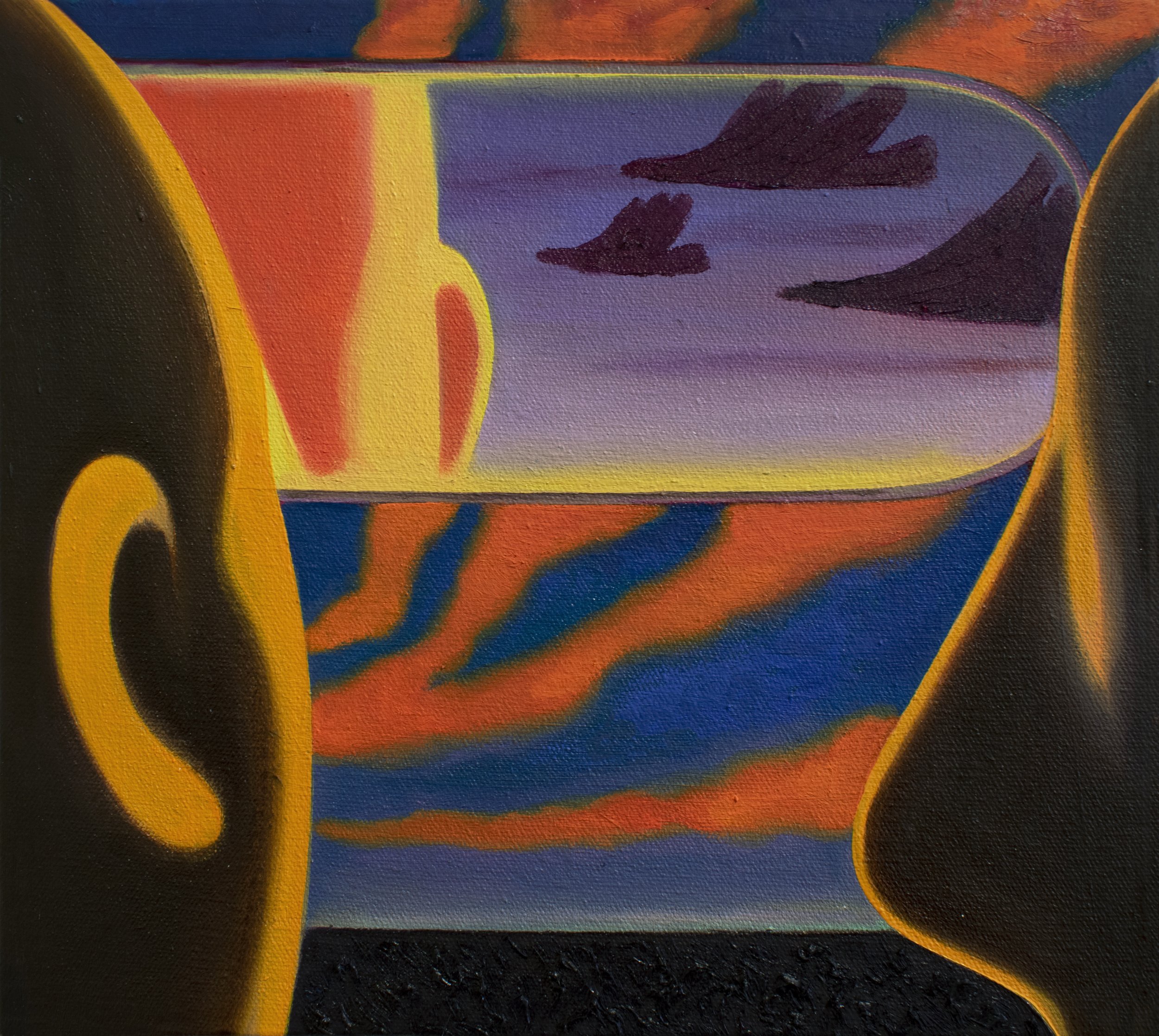 Rear-view Mirror
10 x 11 inches, oil and baking soda on canvas, 2025
