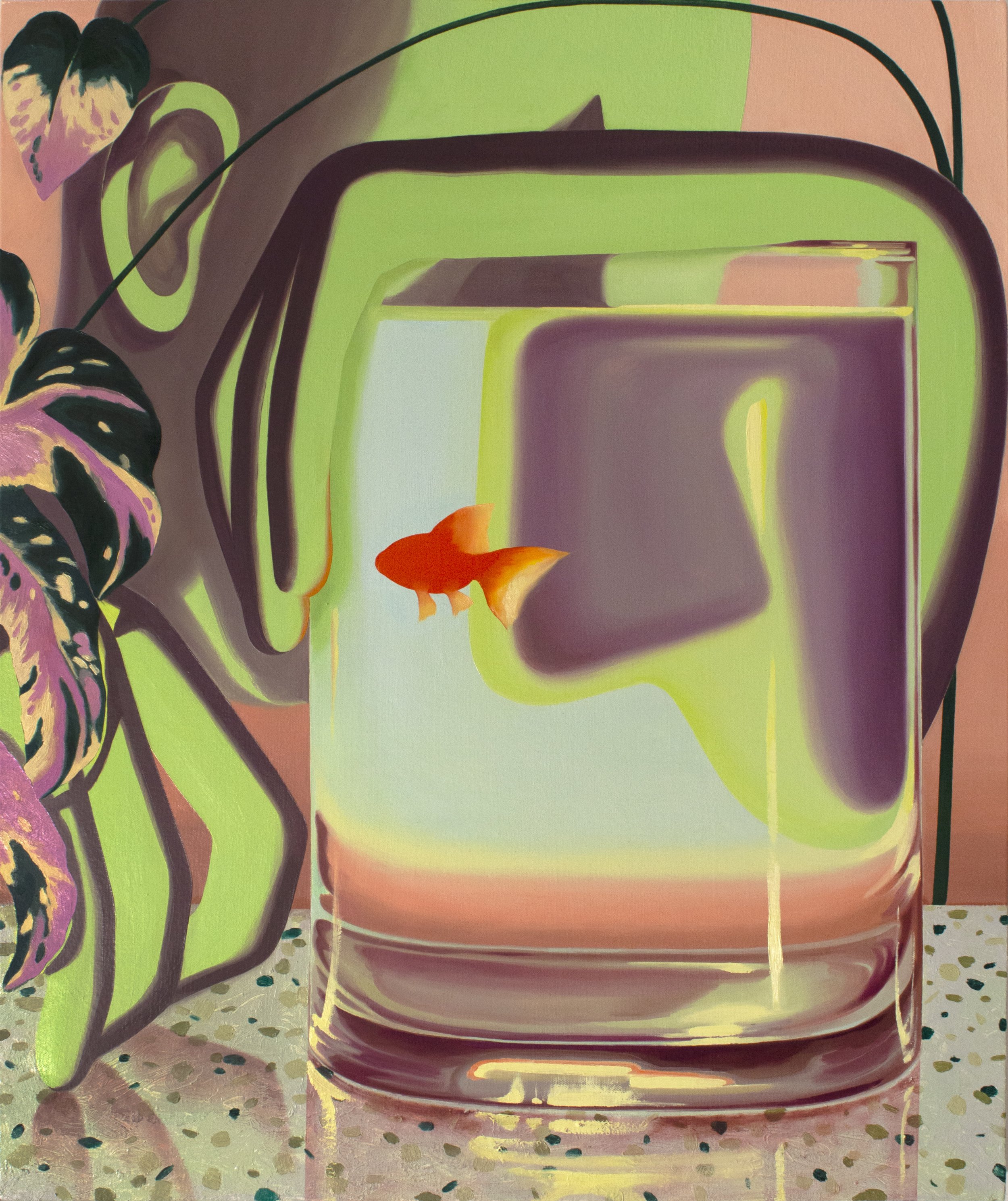 Fish 
oil and oil sticks on canvas, 30 x 25 inches, 2026