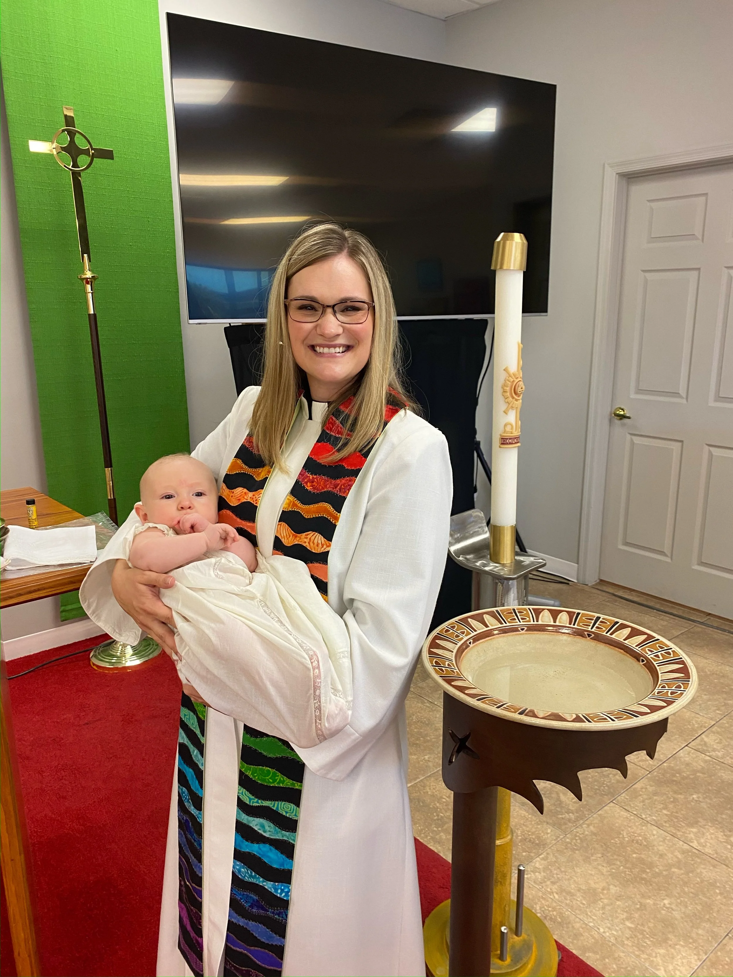 Pastor Beth's first baptism. Easton Fox, Child of God