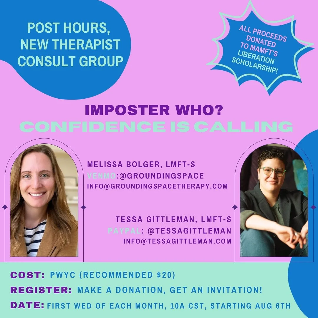 I am so excited to team up with @tessagittlemanlmft on this offering! 

We&rsquo;ve heard from many supervisees that it is rough out there (agreed) and the transition from weekly supervision to intermittent consultation is a leap - so we&rsquo;re off