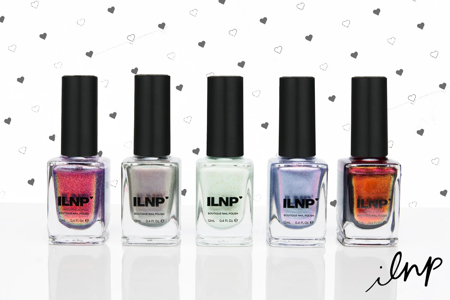 ILNP product lineup against heart paper background