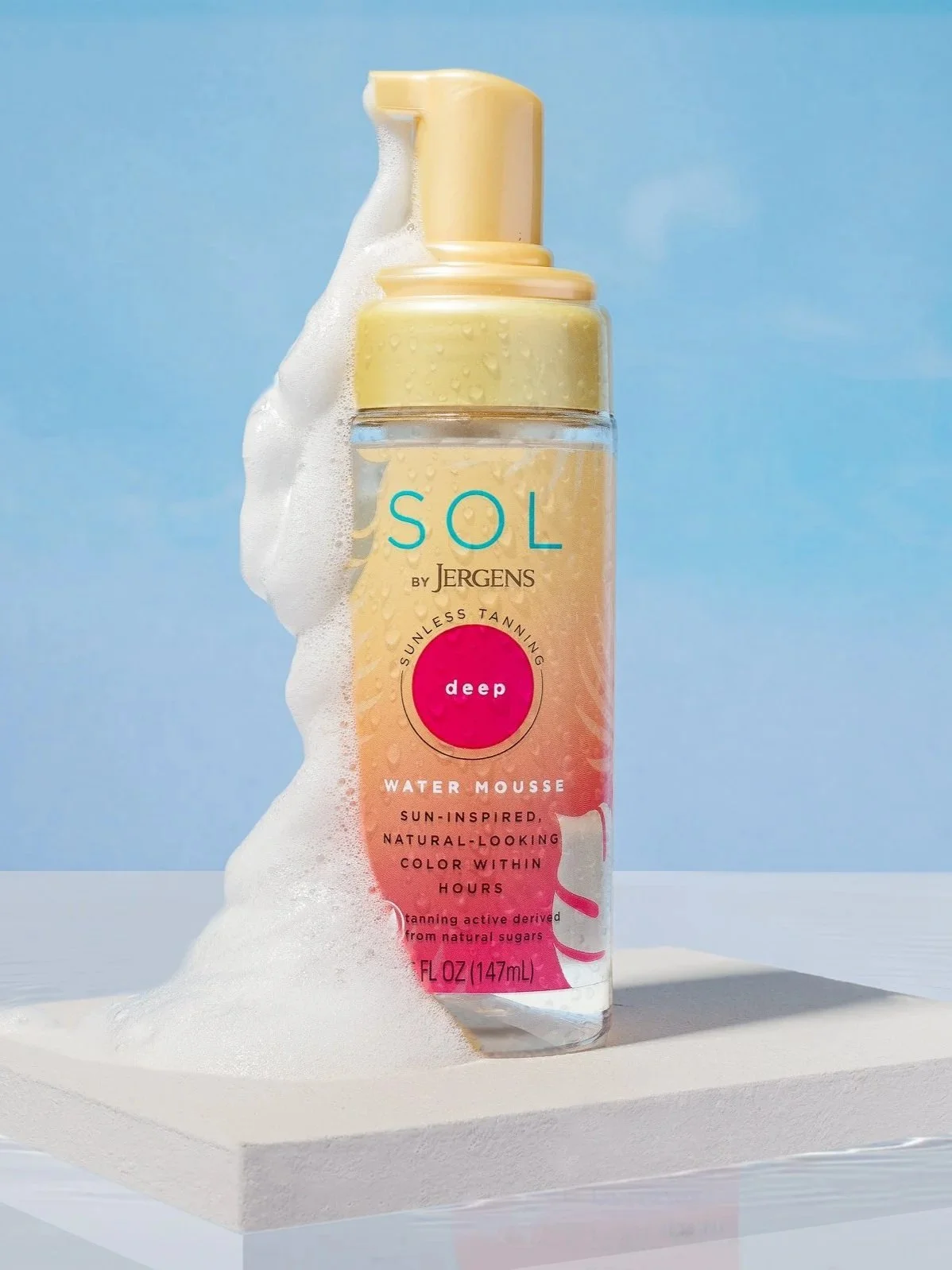 Jergens Sunless Tanning Water Mousse showing product texture