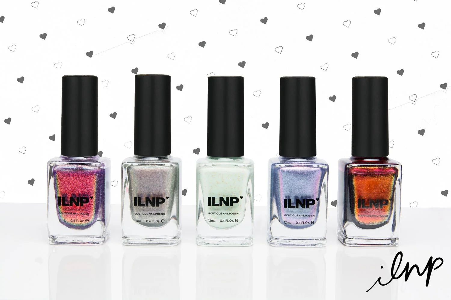 ILNP product lineup against heart paper background