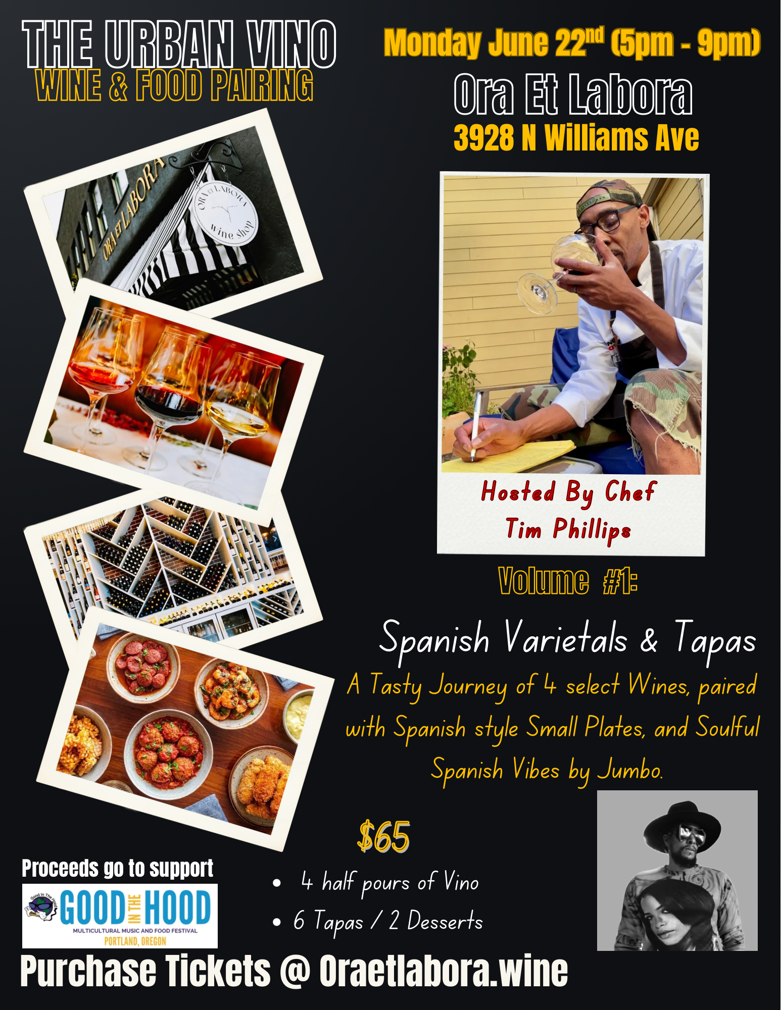 "The Urban Vino": Spanish Tapas and Wines Supporting Good in the Hood (Monday, June 22, 6-9pm), $65