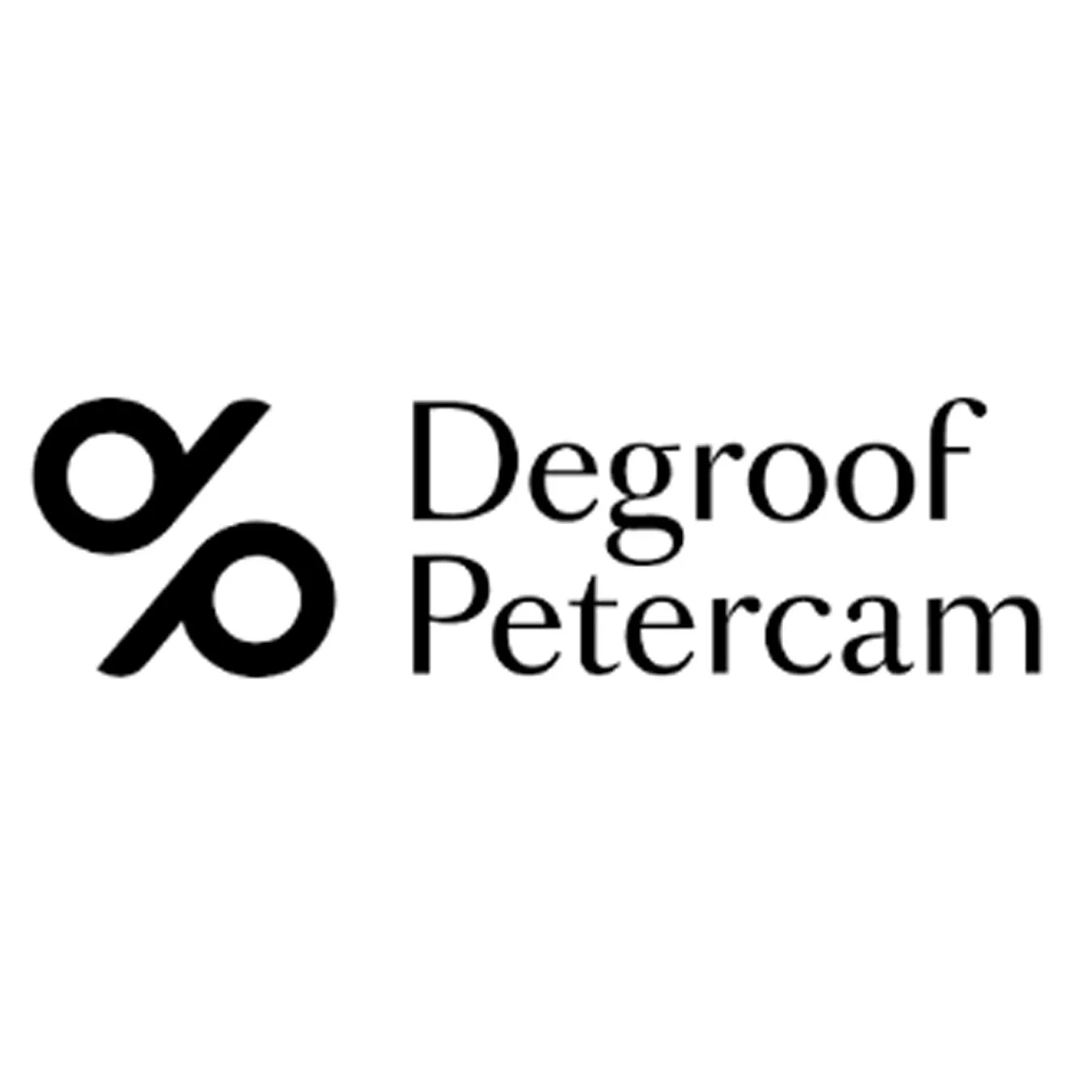 Logo with two percentage symbols and the words "Degroof Petercam".