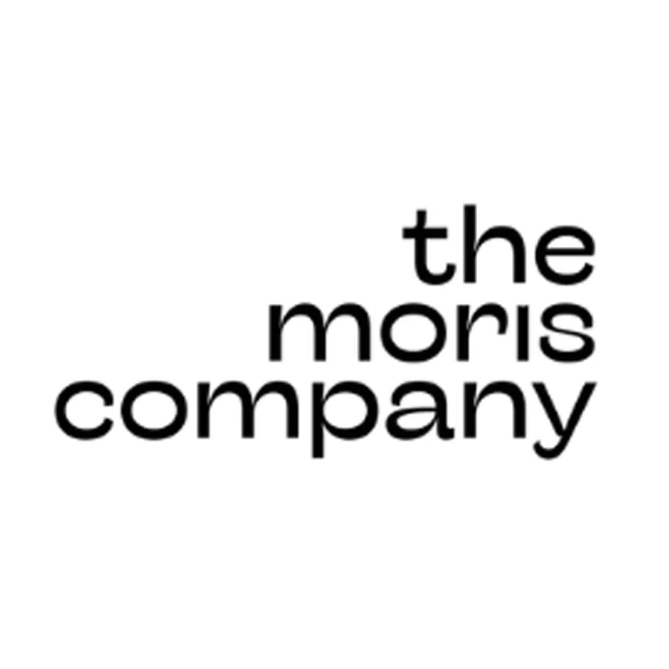 Logo for The Morris Company with black text arranged in a stylized, layered triangle shape.