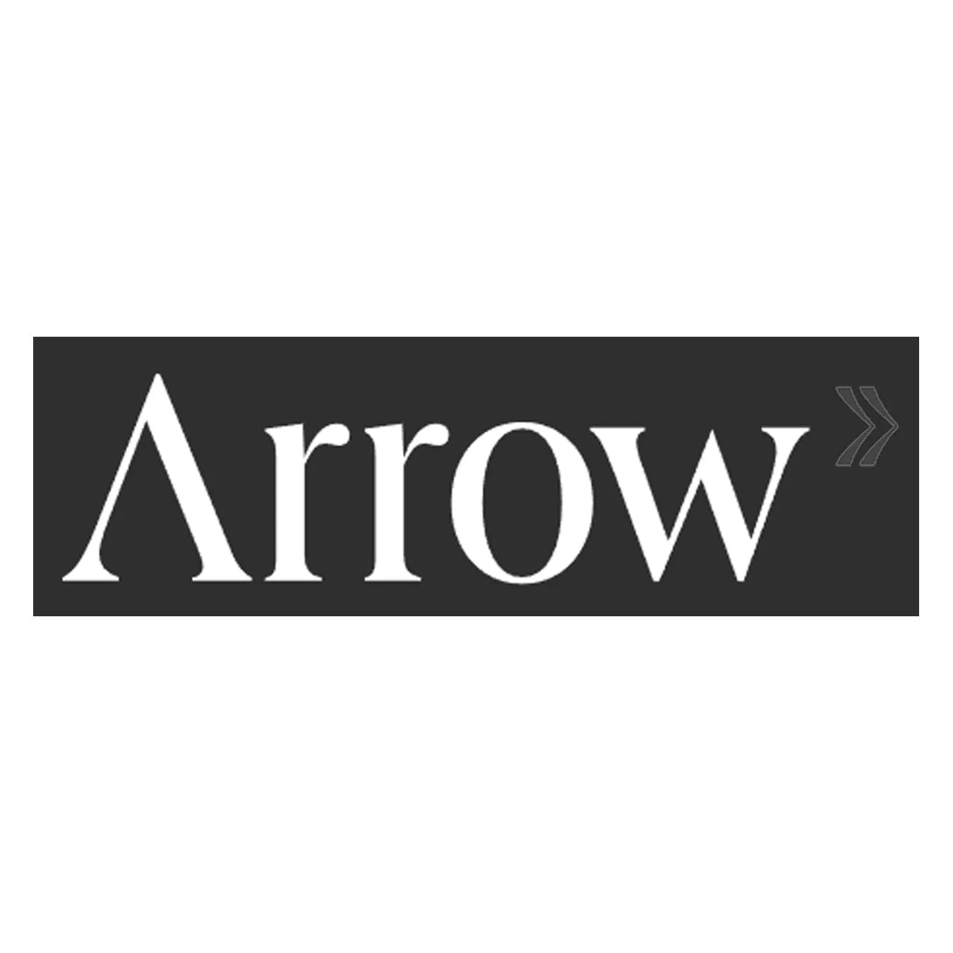 The word 'Arrow' in white letters on a black background, with a double quotation mark stylized arrow at the end.