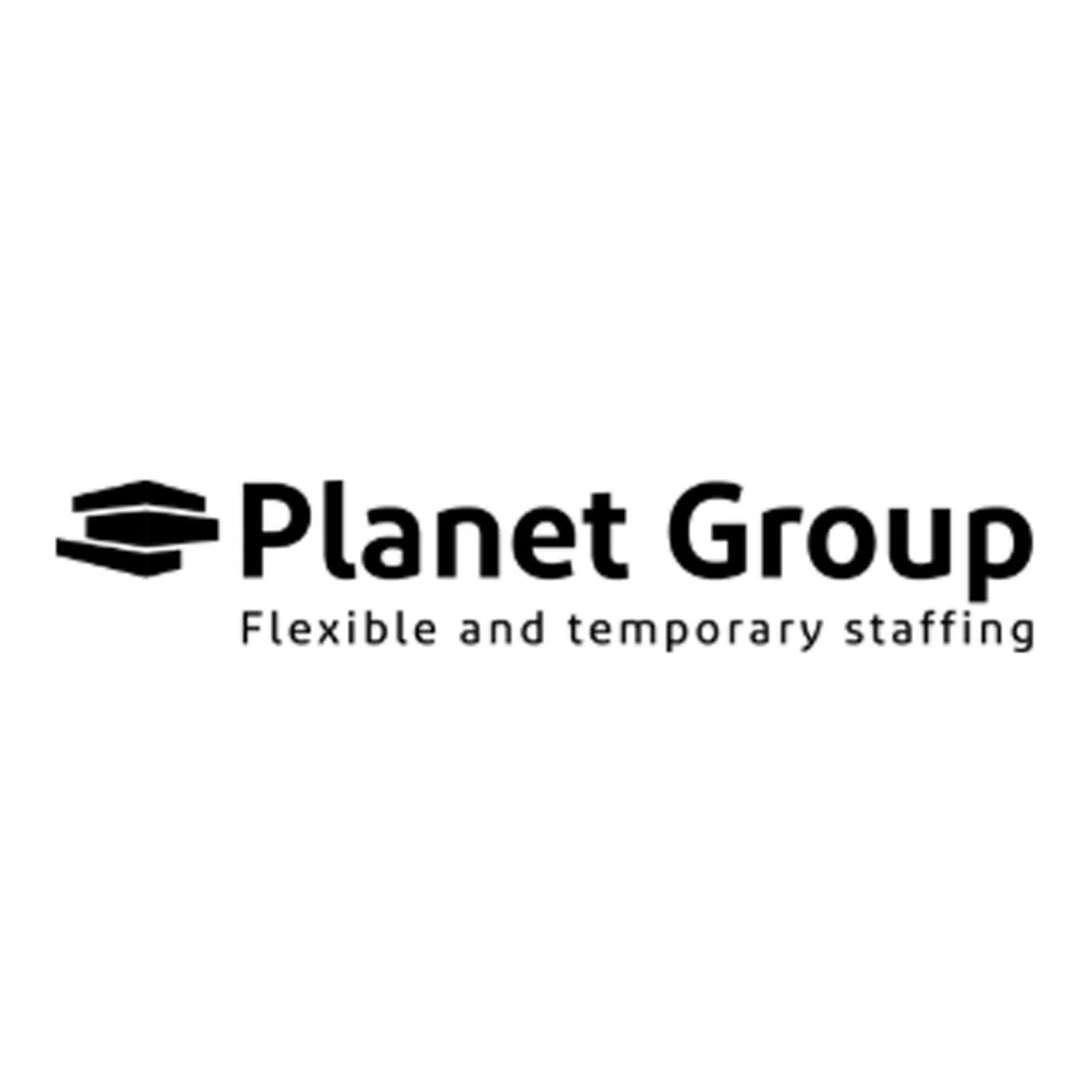 Logo for Planet Group featuring stacked books and the tagline "Flexible and temporary staffing"