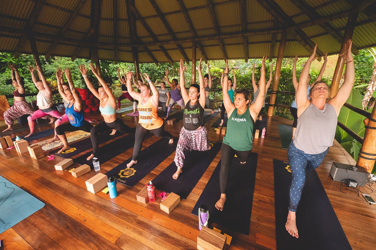 Group of people doing yoga at Selva Armonia