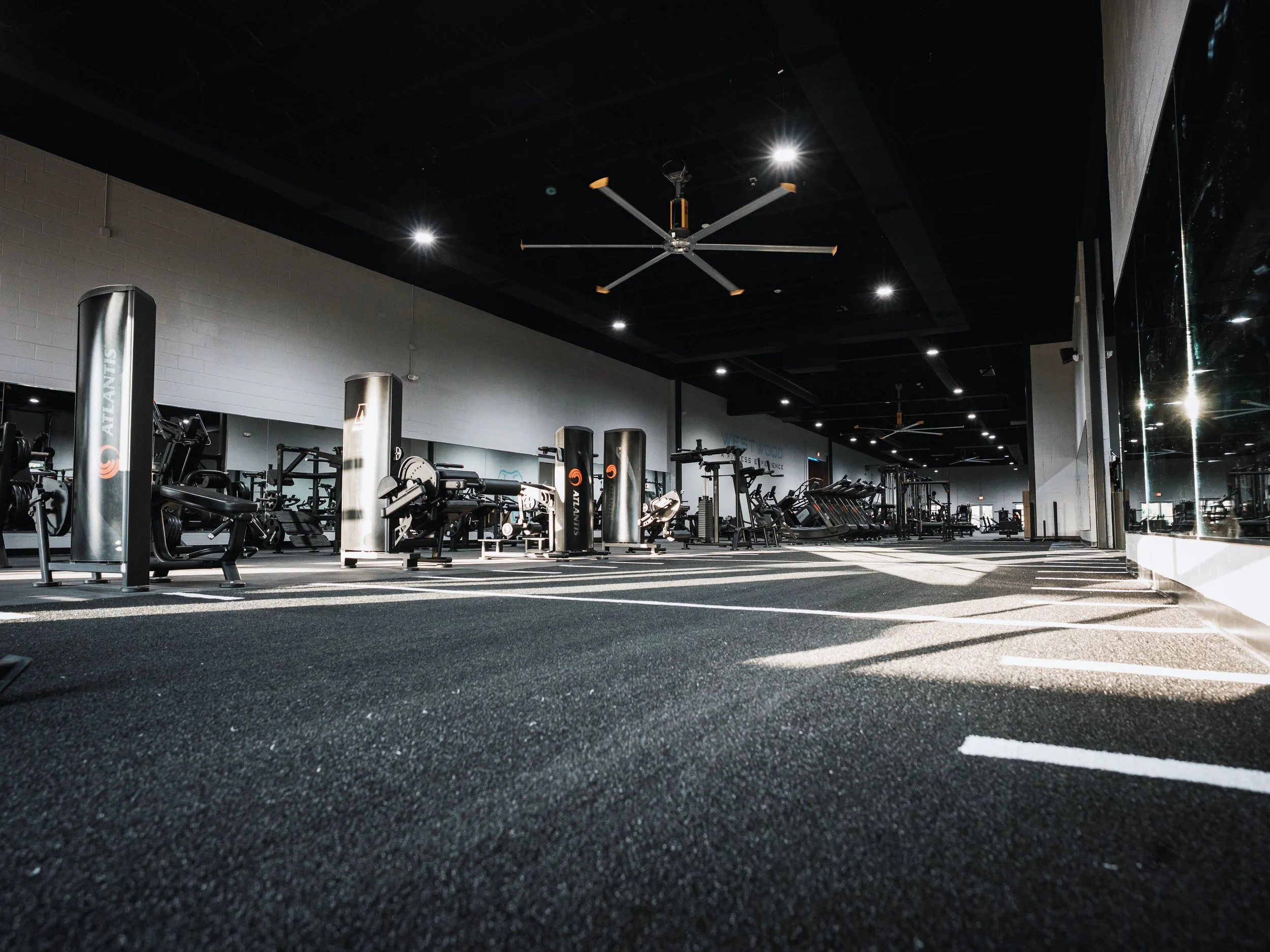 Machine floor at Westwood Fitness — Atlantis strength equipment, Fort Worth