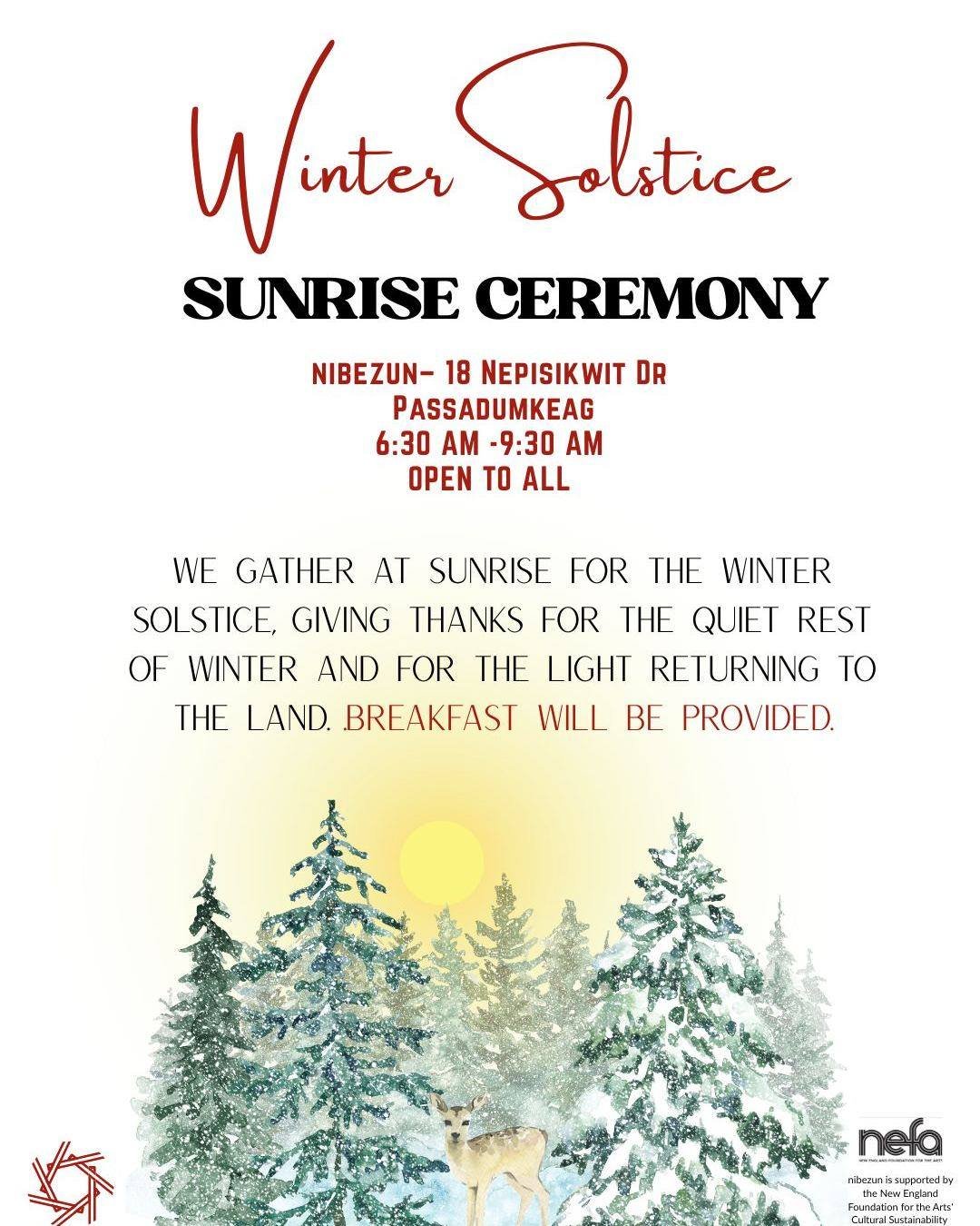 We gather at sunrise on the winter solstice to honor the longest night, give thanks for the quiet rest of winter, and welcome the light returning to the land.
Join us in prayer, reflection, and community as we greet the day together.
Breakfast will b
