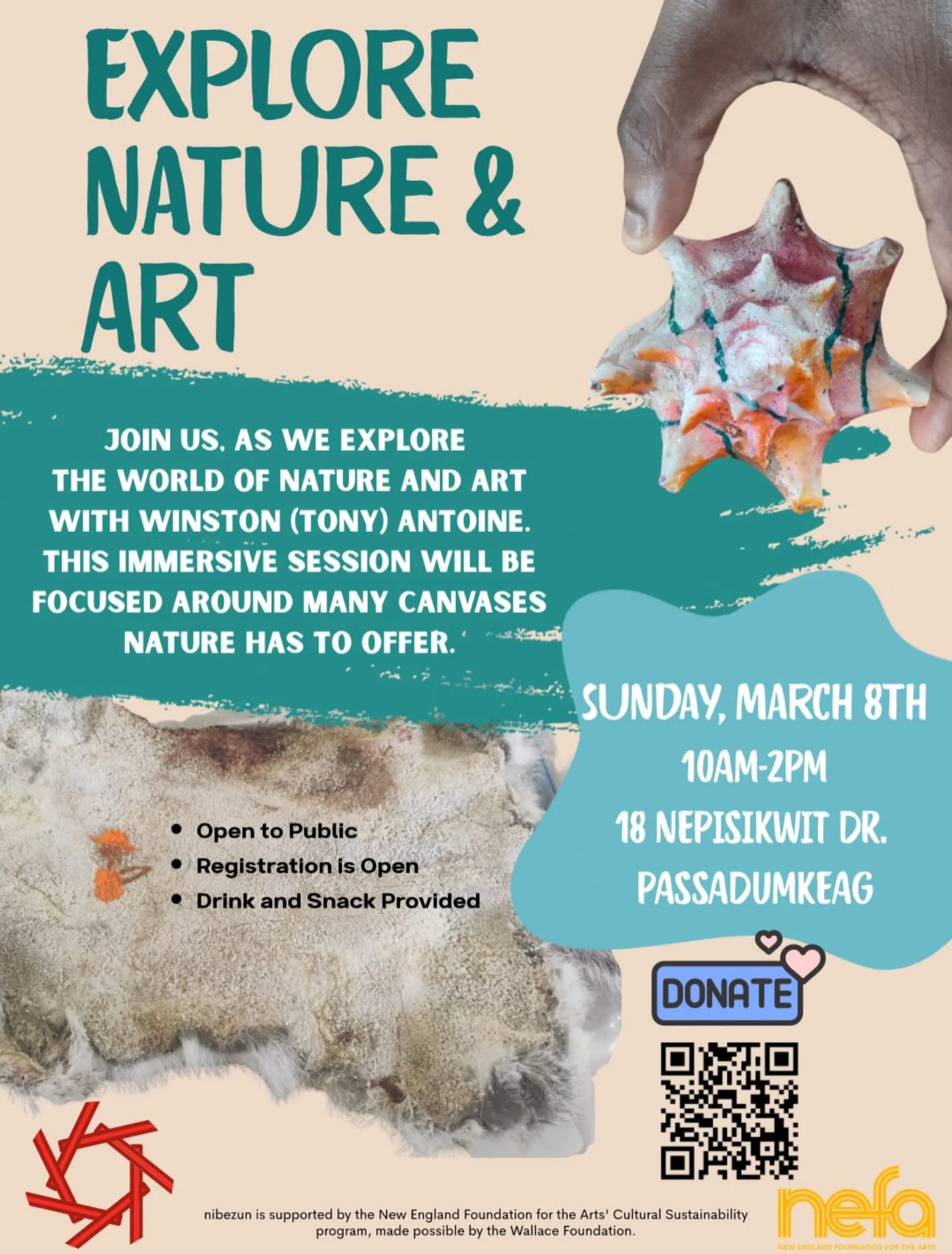 Get creative, unwind and connect with nature! 

Join us, as we explore the world of nature and art with Winston (Tony) Antoine. This immersive session will be focused around many canvases nature has to offer.
Tony is an outdoorsman that is experience