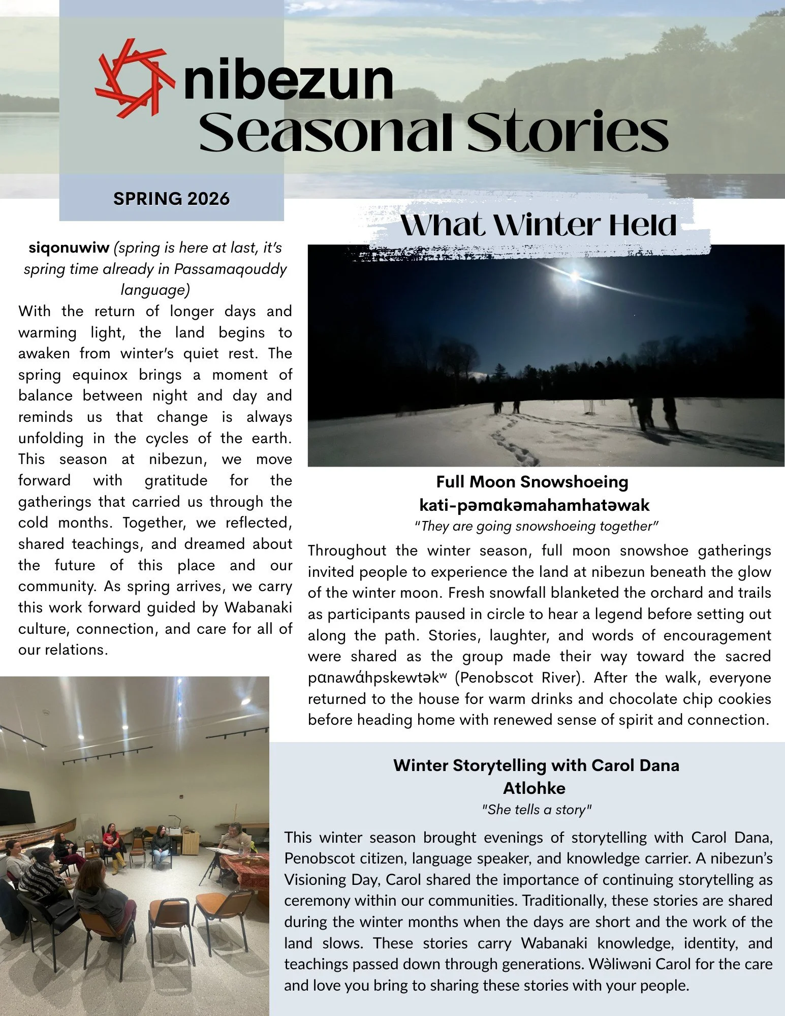 siqonuwiw &mdash; spring is here at last

With the return of longer days and warming light, we welcome the spring equinox and the unfolding of a new season on the land.

Our Spring Equinox newsletter is here, carrying reflections from the winter seas