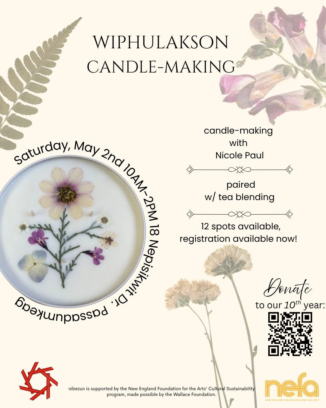 We are delighted to announce our 1st ever Candle-Making workshop, led by @wiphulakson 

💕🕯️🌸

This event will take place on May 2nd 10AM-2PM at 18 Nepisikwit Drive, Passadumkeag. During this time we will learn about different oils and fragrances, 