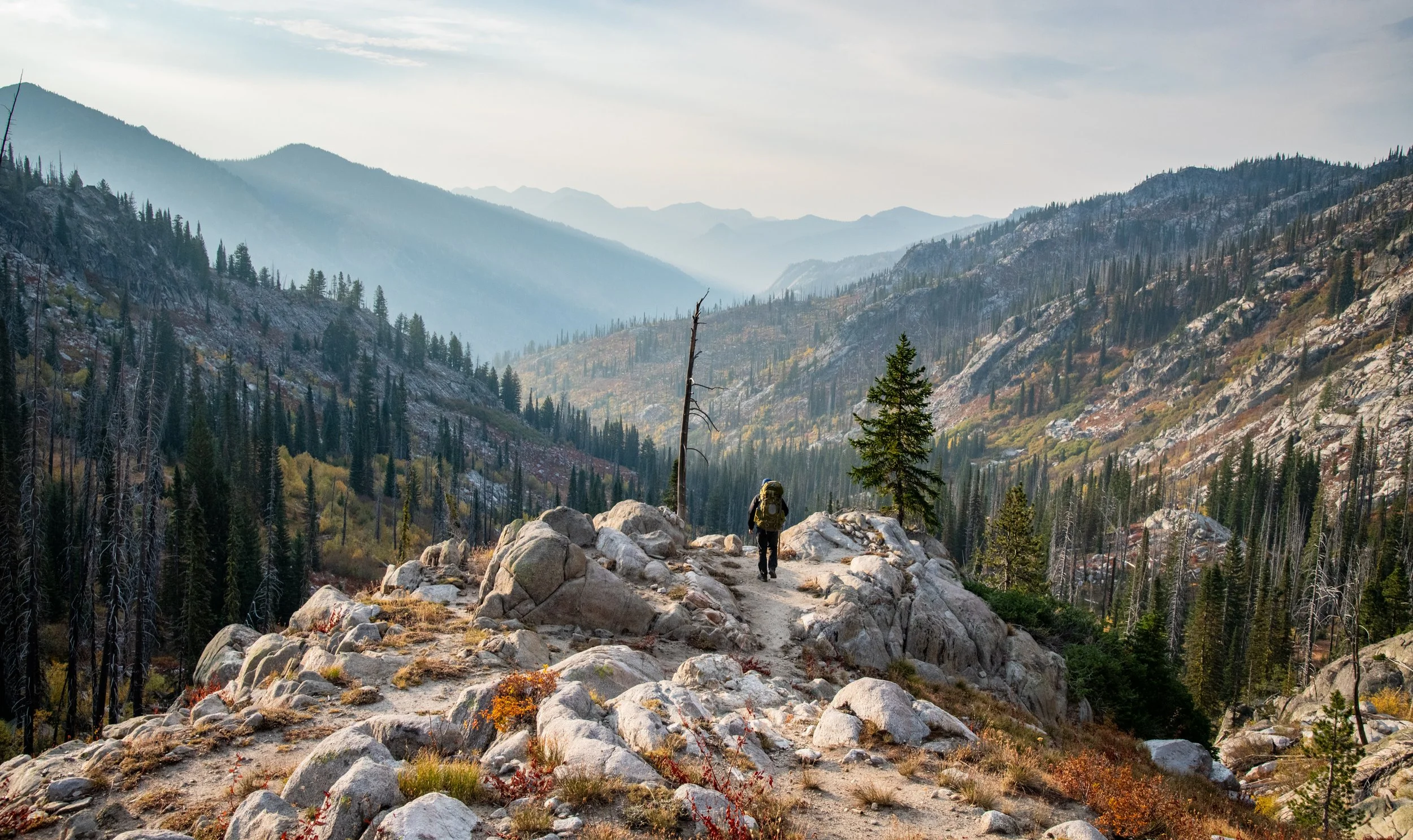 Hiker in the Payette National Forest near McCall, Idaho - landscape photography by Jon Conti, Idaho photographer.