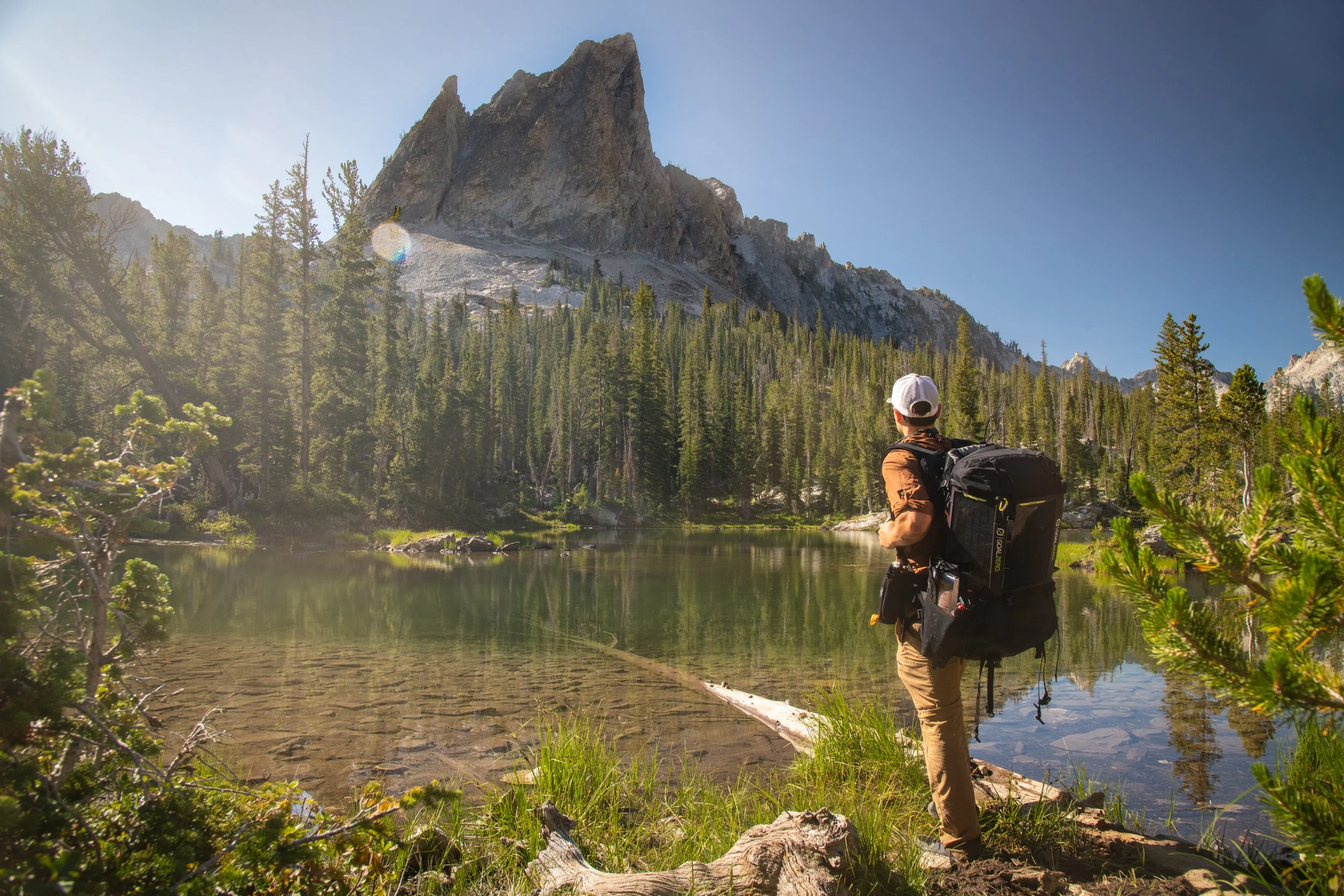 Hiker at Alice Lake near Stanley, Idaho - landscape photography by Jon Conti, Idaho photographer.