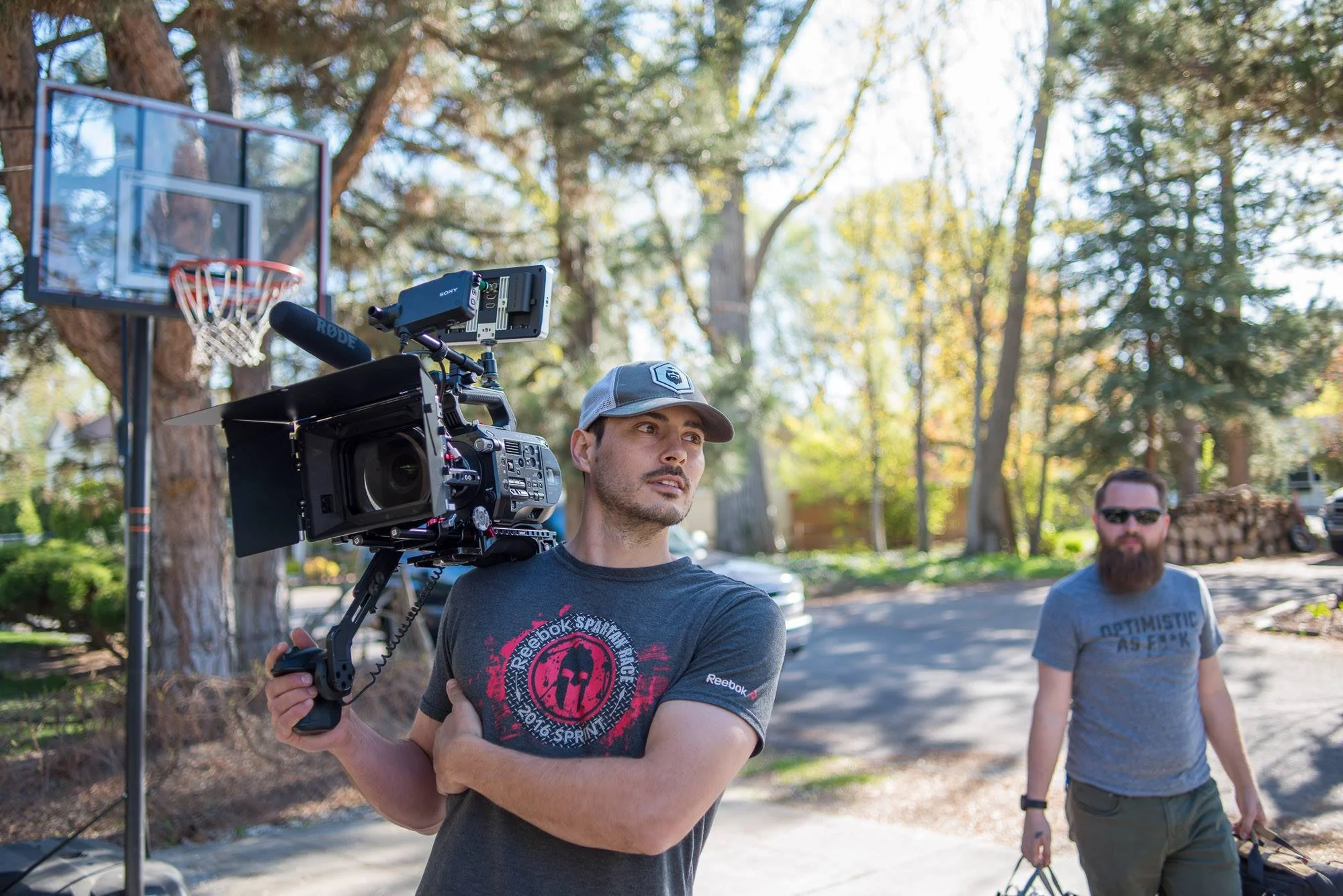 Jon Conti operating a professional cinema camera during a video production shoot in Idaho.