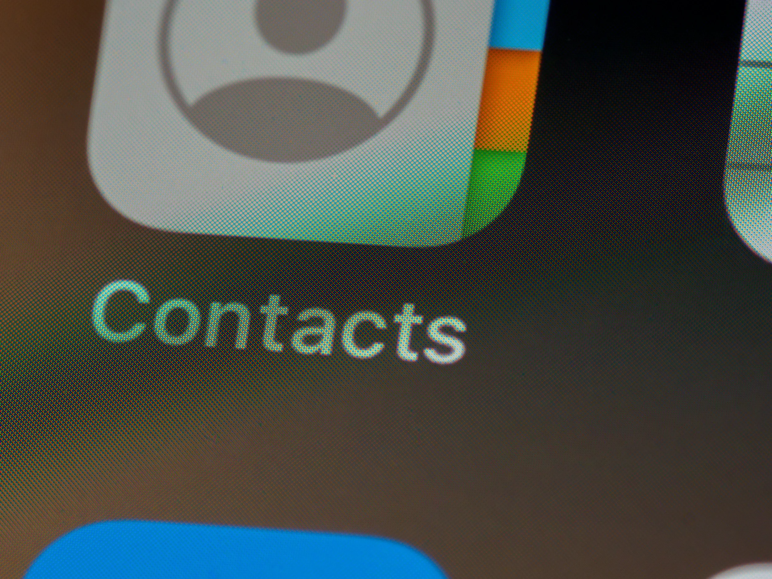 An image of the "Contacts" app on iPhone.