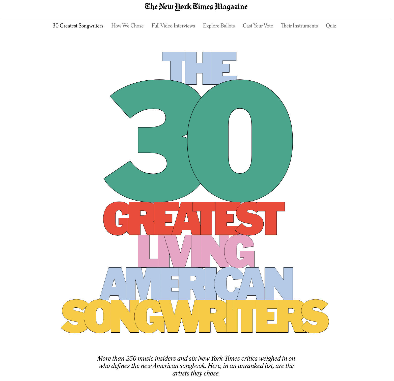 The 30 Greatest Living American Songwriters