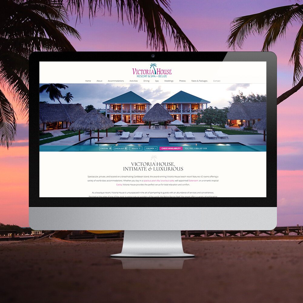 Victoria House Belize - Website Design & Content Layout