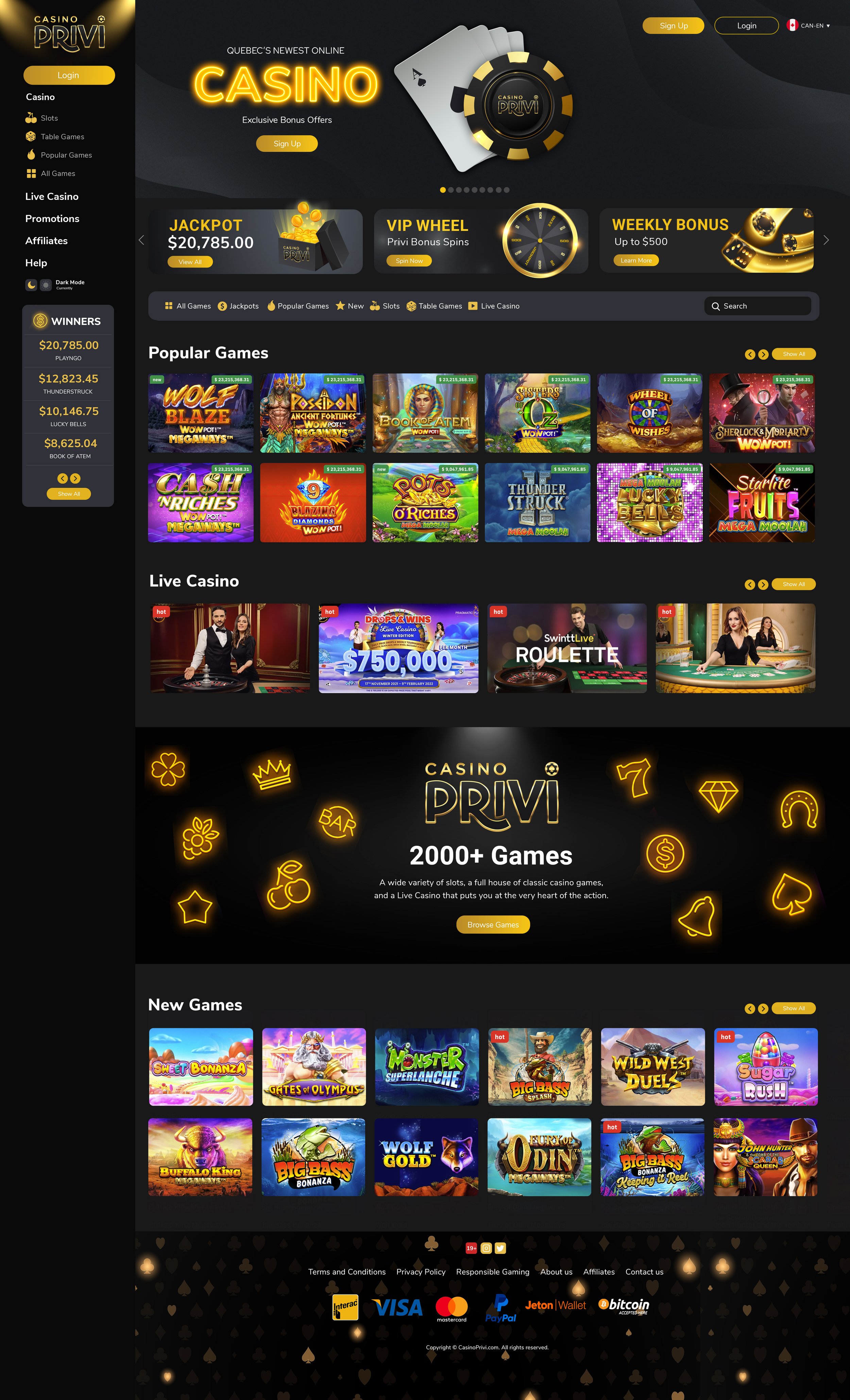 Casino Privi - Website Landing Page Design & Branding