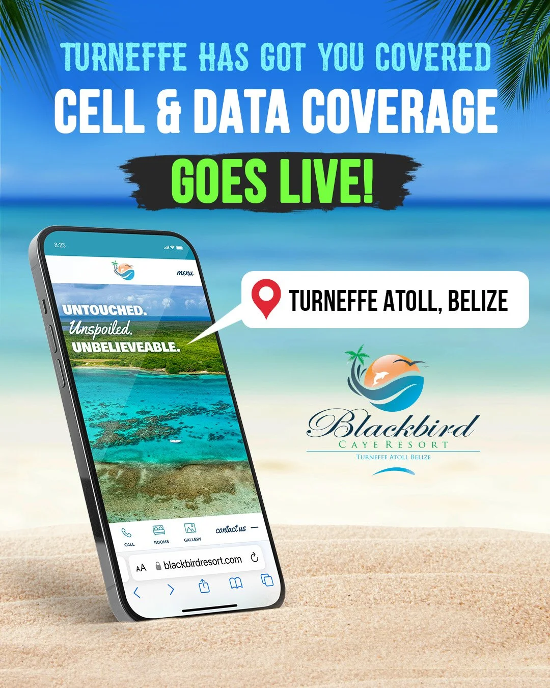 Blackbird Caye Resort, Belize News Announcement Design