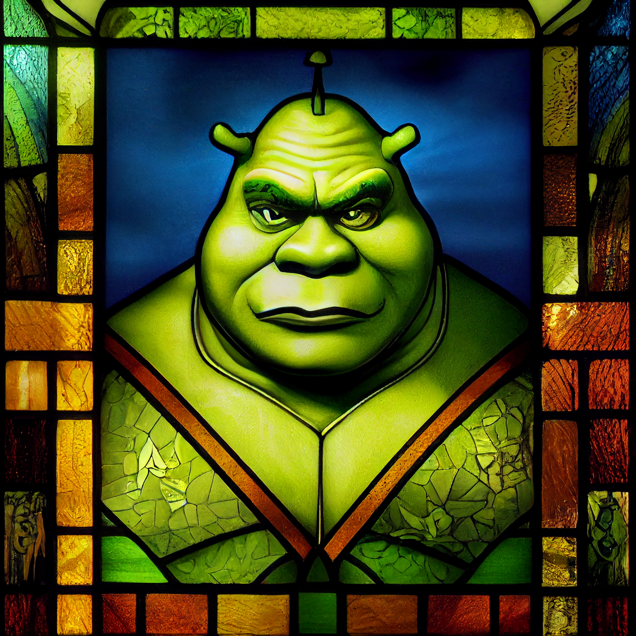Whyrm_Stained_glass_of_Shrek_the_green_ogre_1c3c300b-3855-496c-a037-7f9c76e58e8e.png