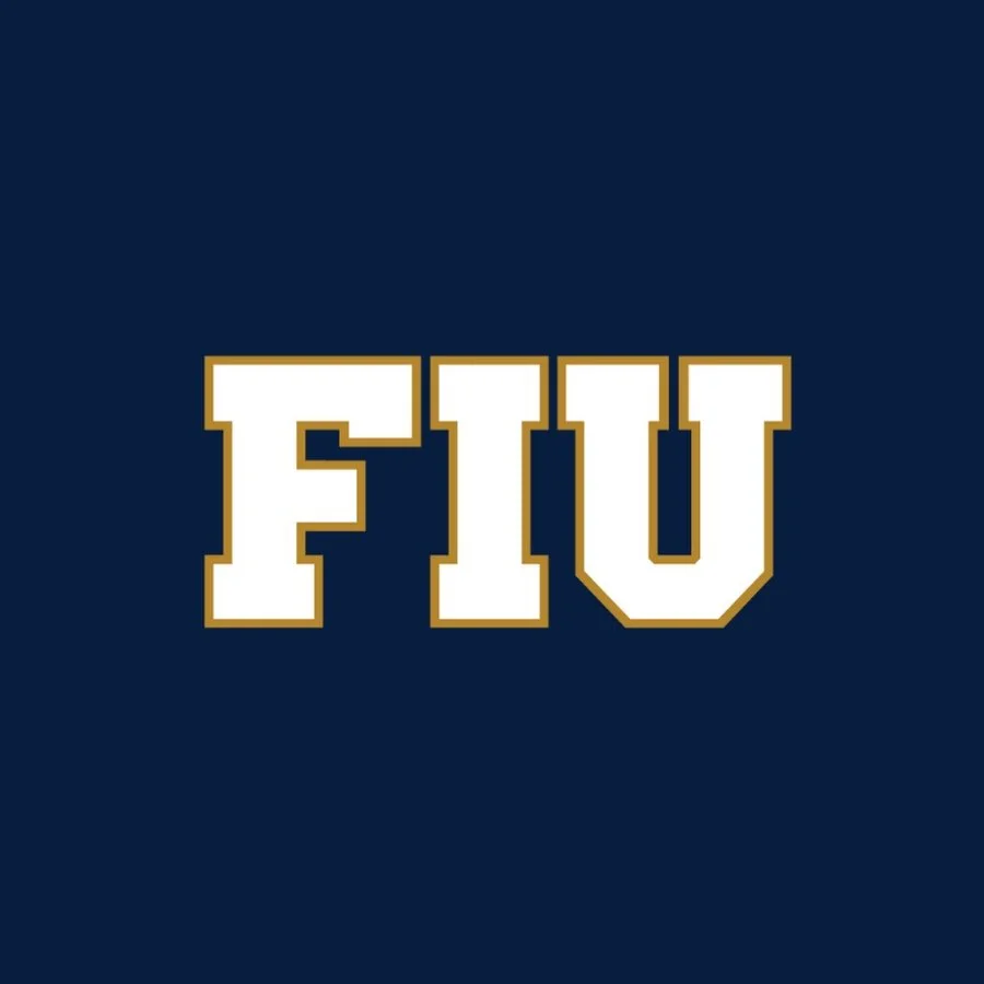 University of Florida logo with large white letters F.I.U. on a navy blue background with gold outline.