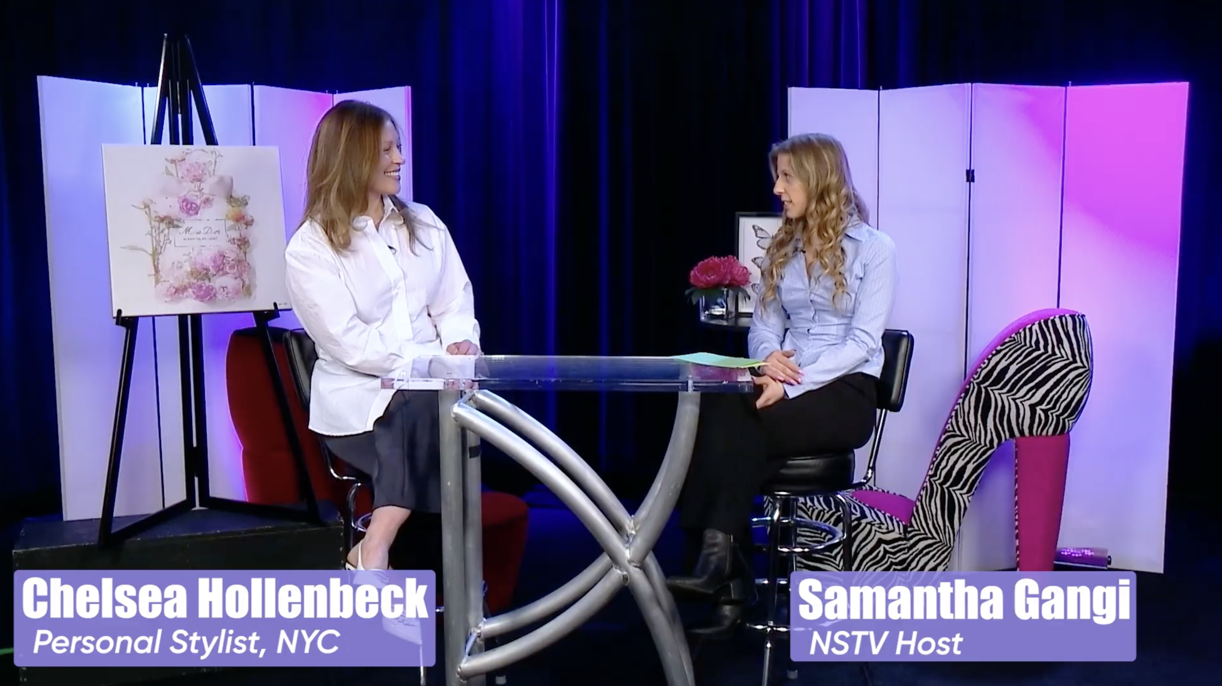 Chelsea Hollenbeck on North Shore TV discussing personal styling with Samantha Gangi