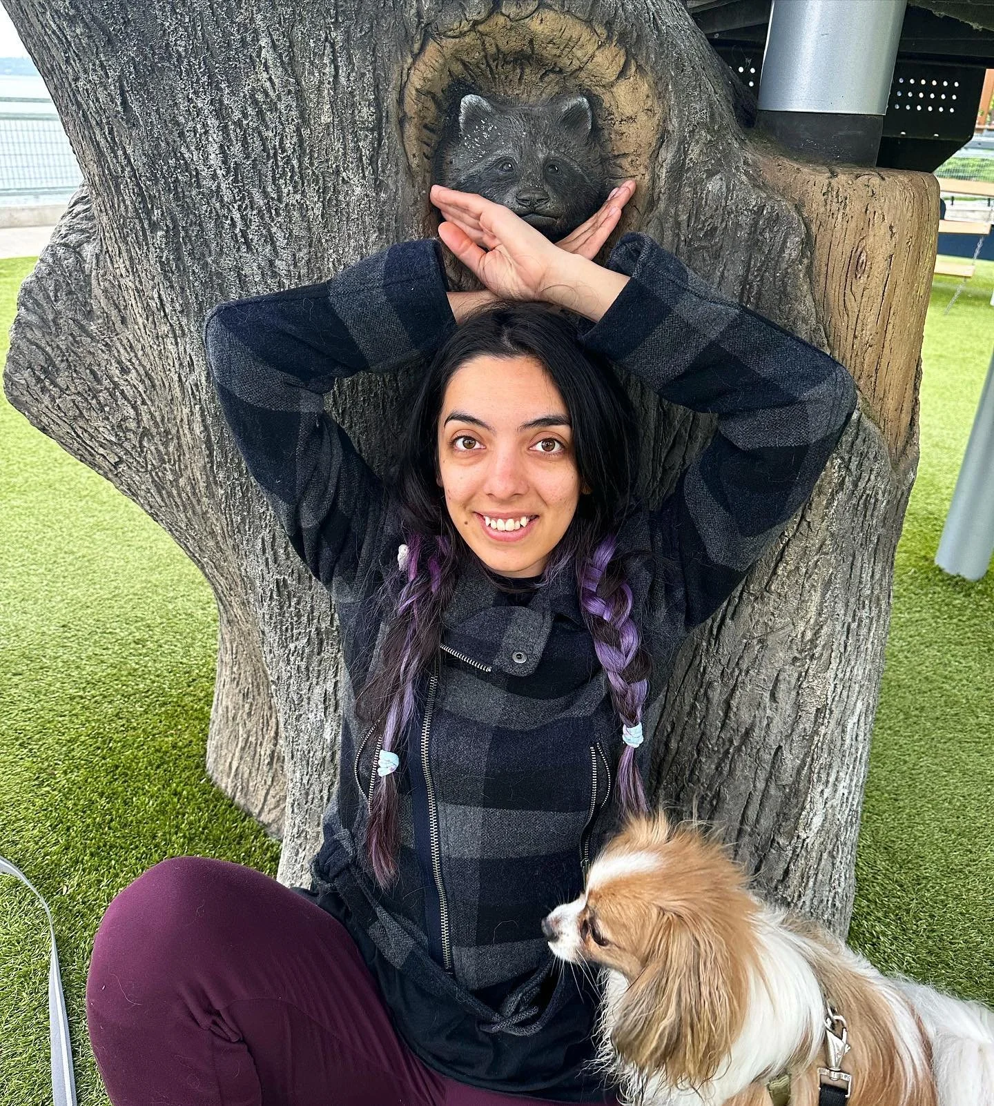 🦝 showing doggies how to befriend faux woodland creatures since the before times 🦝