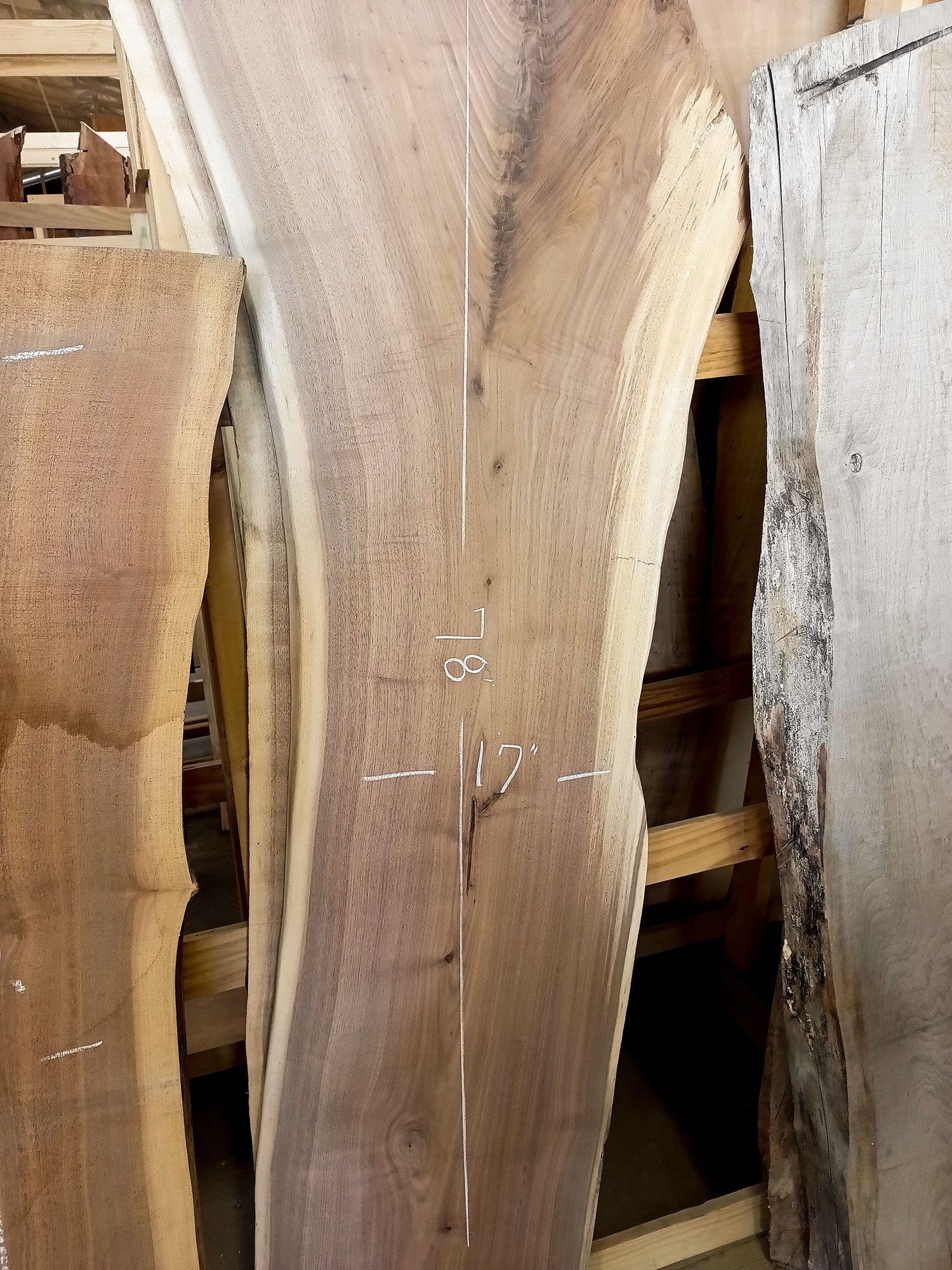 Walnut Live-Edge Slabs 17x78"