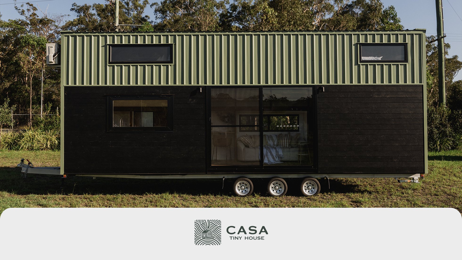 Casa Tiny House tiny home on a triple axle trailer, built to be towed and delivered to your block