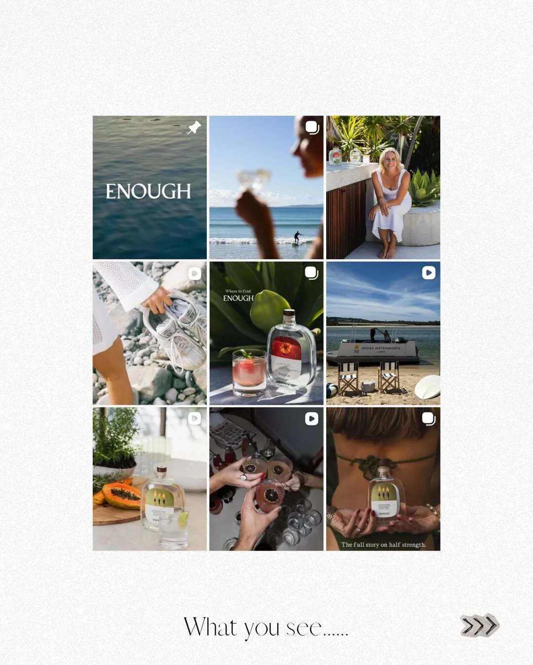 What your audience sees is a grid that feels cohesive, aspirational, and on-brand. What we see is every post placed with intention, and every format chosen for a reason.

For our management client @drink_enough_ , a pinned brand identity reel anchors