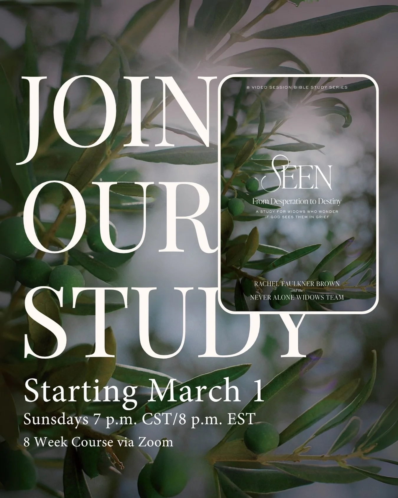 You are invited to step out of the shadows of sorrow and step into the healing presence of a God who sees you. 🌿

💬Comment &ldquo;SEEN&rdquo; below for the 🔗 to rsvp and then Join us Every Sunday, beginning March 1st at 6 pm PST/ 8 pm CST/ 9 pm ES