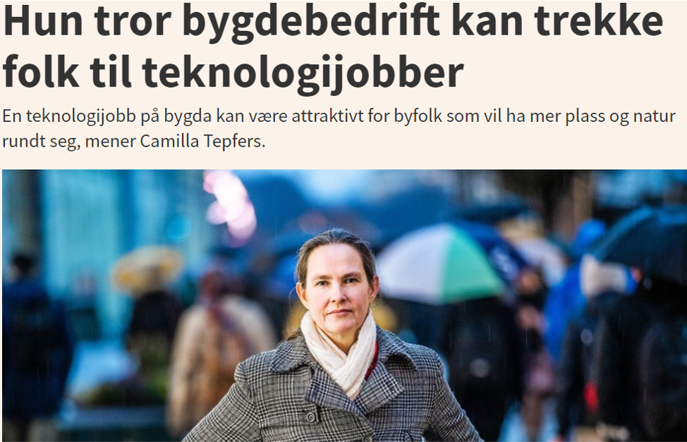 inFuture i E24.no: Hun tror bygdebedrifter kan trekke folk til teknologijobber