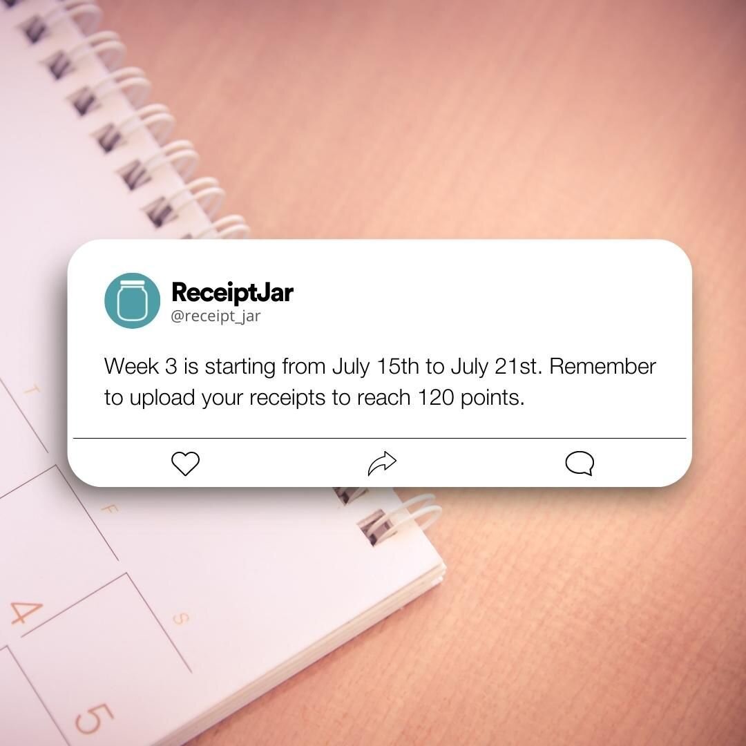 A reminder about your weekly progress bar!

How does it work?
Your weekly limit resets every week:

Week 1: 1st - 7th
Week 2: 8th - 14th
Week 3: 15th - 21st
Week 4: 22nd - Last day of the month

Once you reach 120 points, all receipts submitted durin