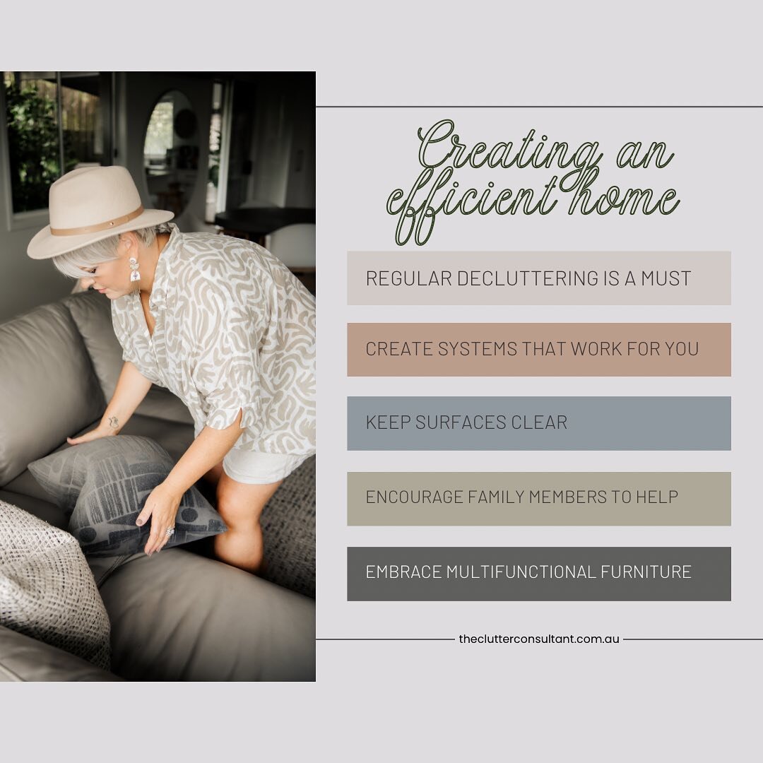 CREATING AN EFFICIENT HOME 🤍

Raise your hand if you&rsquo;ve been personally victimized by your home and have become somewhat of a slave? This one&rsquo;s for you. 

1️⃣ REGULAR DECLUTTERING IS A MUST. Life is to be celebrated and enjoyed - and wit
