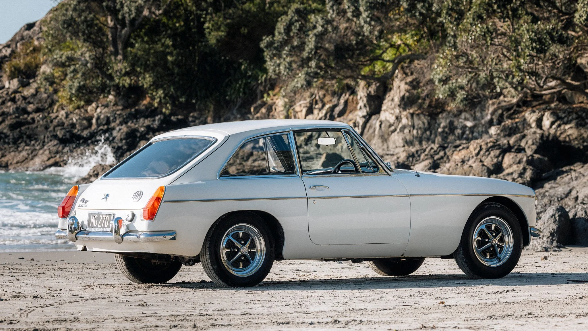 MGB GT Hire a Vintage Electric Car on Waiheke Island electric car