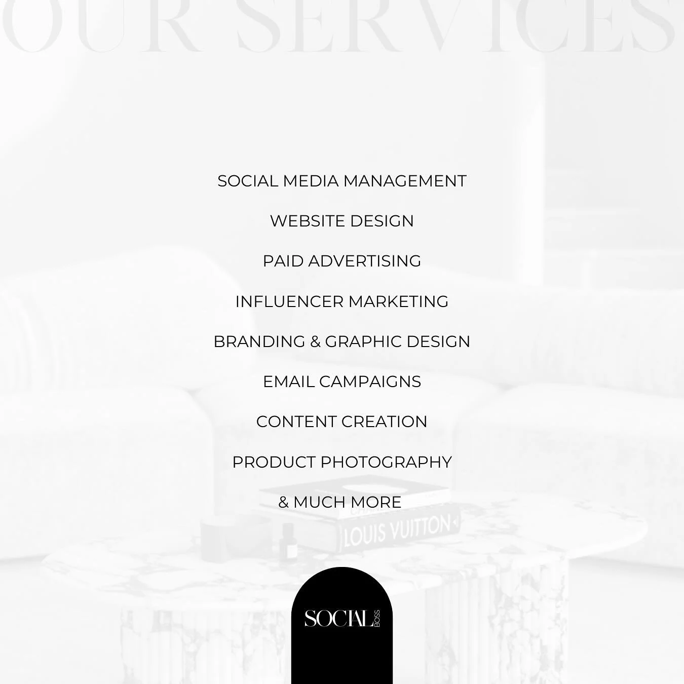 Our Services at Social Boss include - Everything from Social Media Management through to Website Design💻✨

Our packages are curated to suit all businesses and brands from all industries, whether you&rsquo;re starting a new business or revamping your