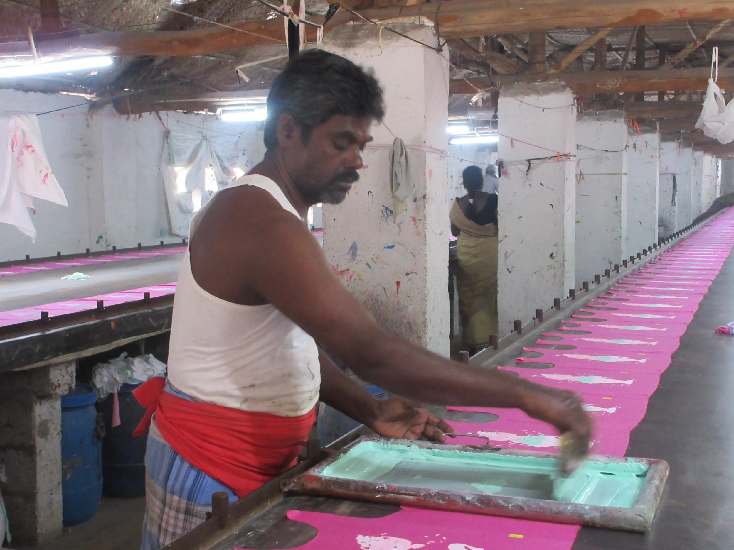 “This is homework, even though it’s quite a big setup in the sheds. In a factory setup, printing would be done by machines and set up continuously. This place is also fairly makeshift, and it’s set up according to when people get orders. People in th