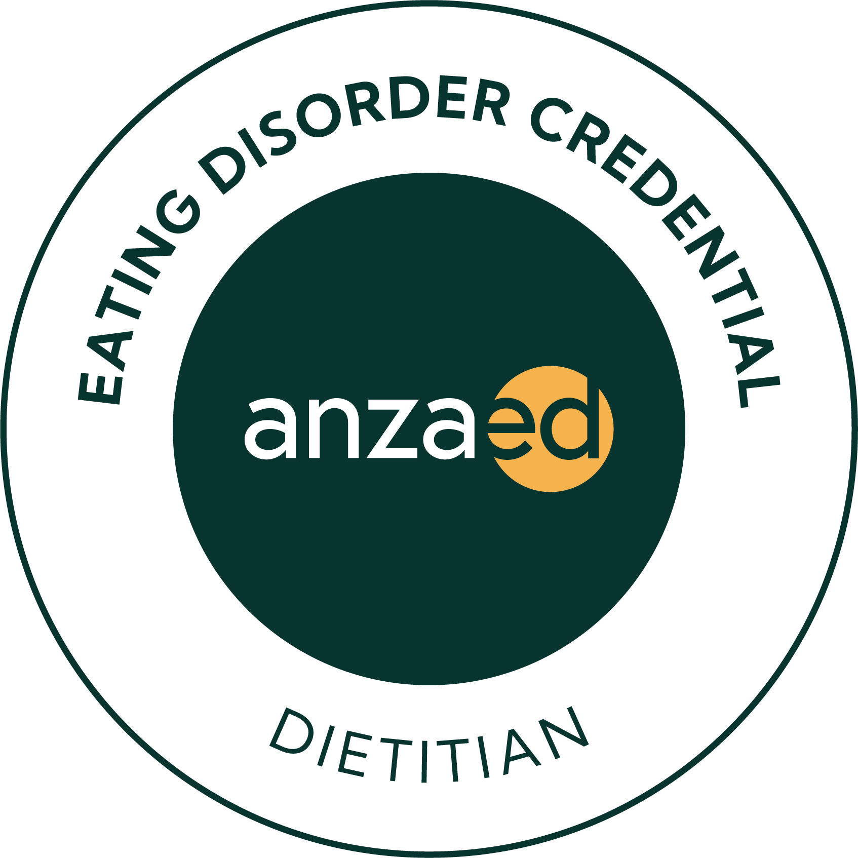 Logo showing dietitian that is Eating Disorder Credentialed Clinician with ANZAED.