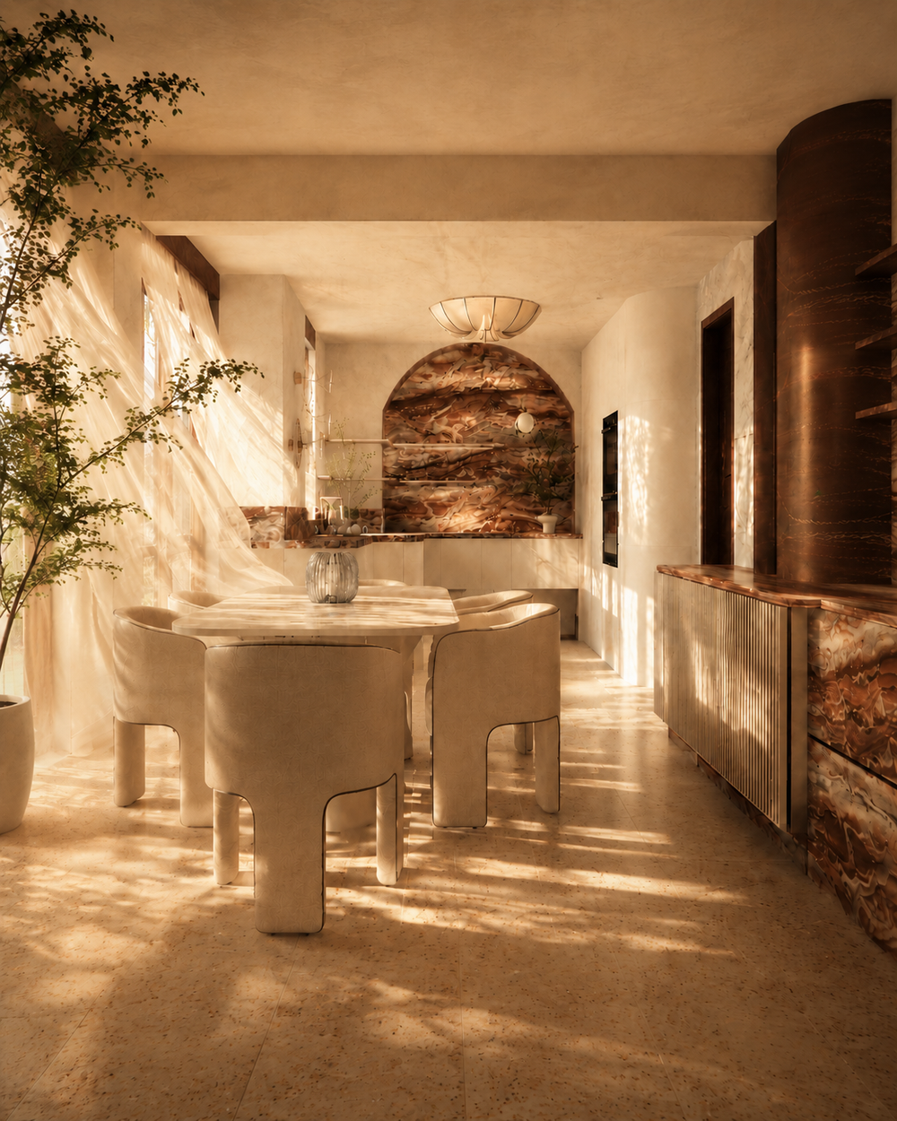 Open-Plan Apartment Interior Design in Greece | Pinterior.space