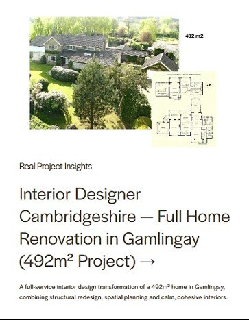 Aerial view and floor plan of a full home renovation in Gamlingay, illustrating structural redesign, space planning and contemporary family living