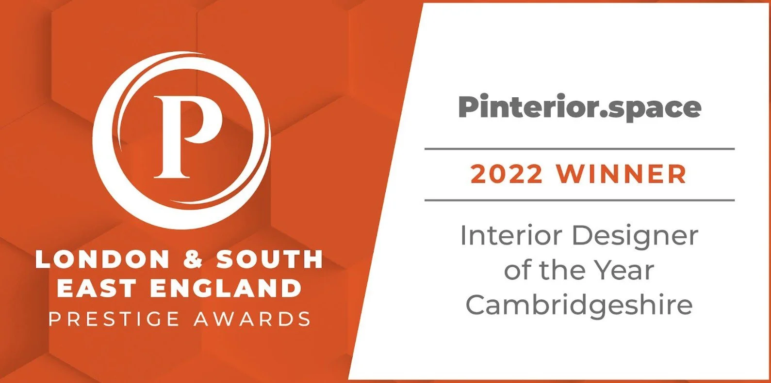 Prestige Awards 2022 badge – Interior Designer of the Year in Cambridgeshire