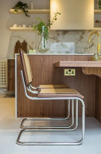 Marcel Breuer cantilever chair in a Bauhaus-inspired breakfast area in Gamlingay