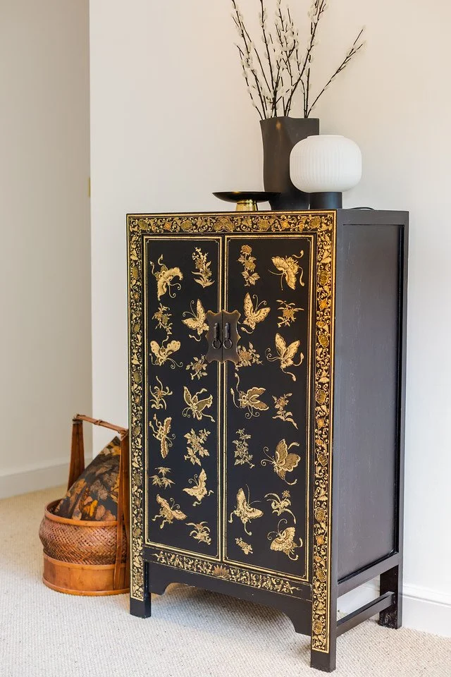 Reclaimed decorative cabinet placed in Gamlingay landing to showcase its beauty and character
