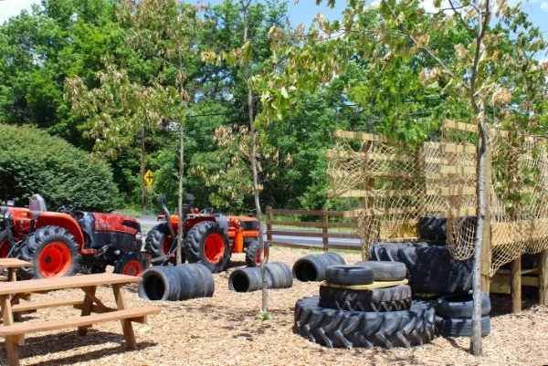 A picture of the tractor-tire playground